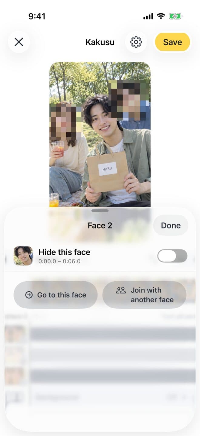 Face 2 settings with “Hide this face” switched off